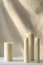 Ribbed Pillar Candle- Medium