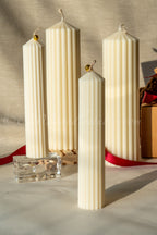 Ribbed Pillar Candle- Medium