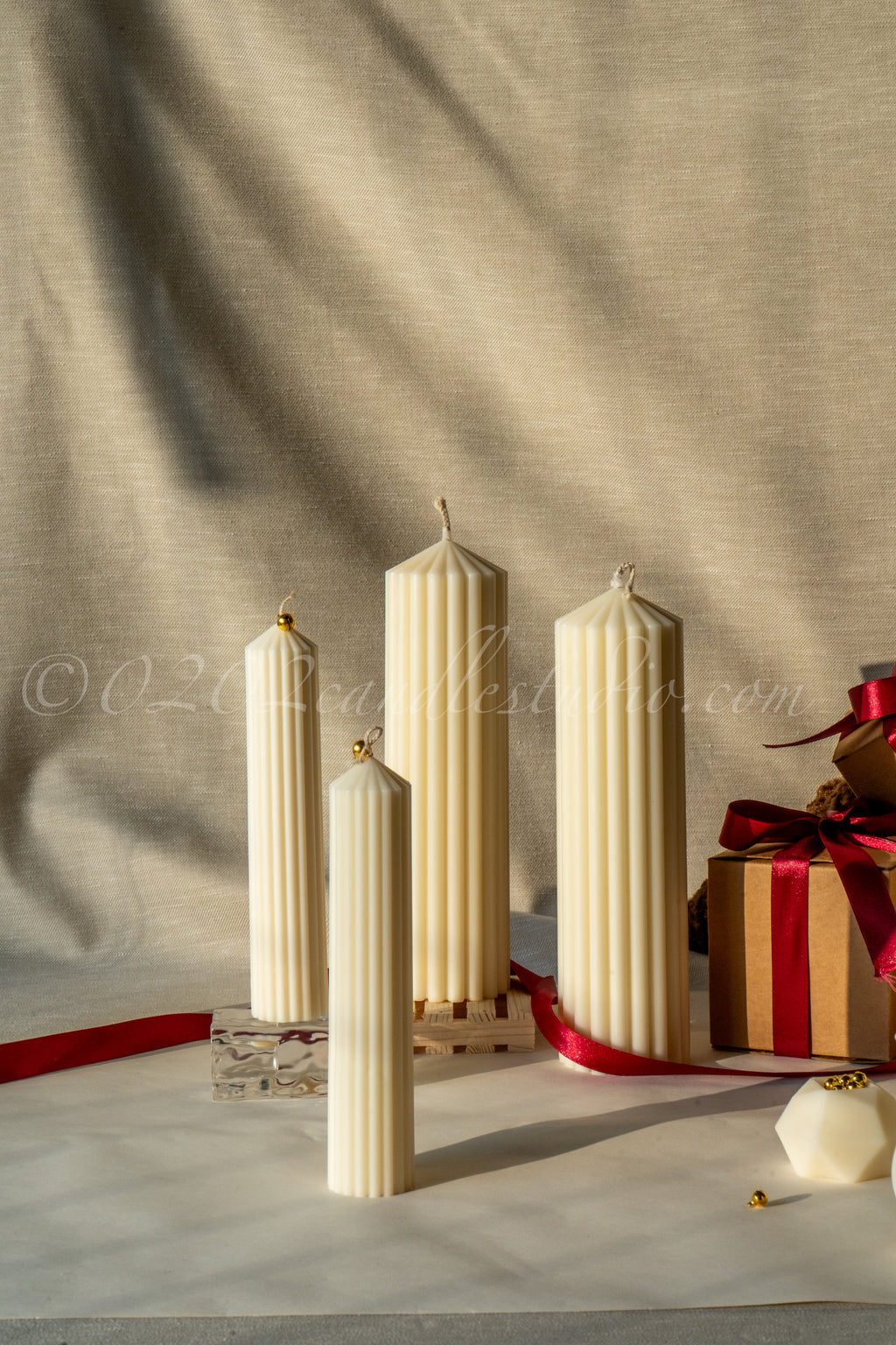 Ribbed Pillar Candle-Jumbo