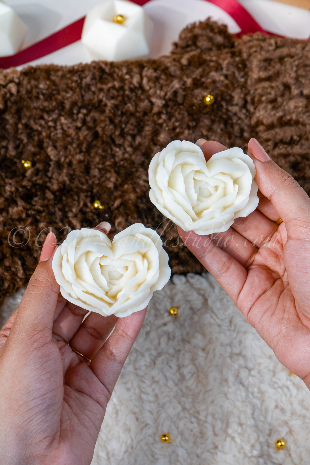 Heart Rose Flower Candles