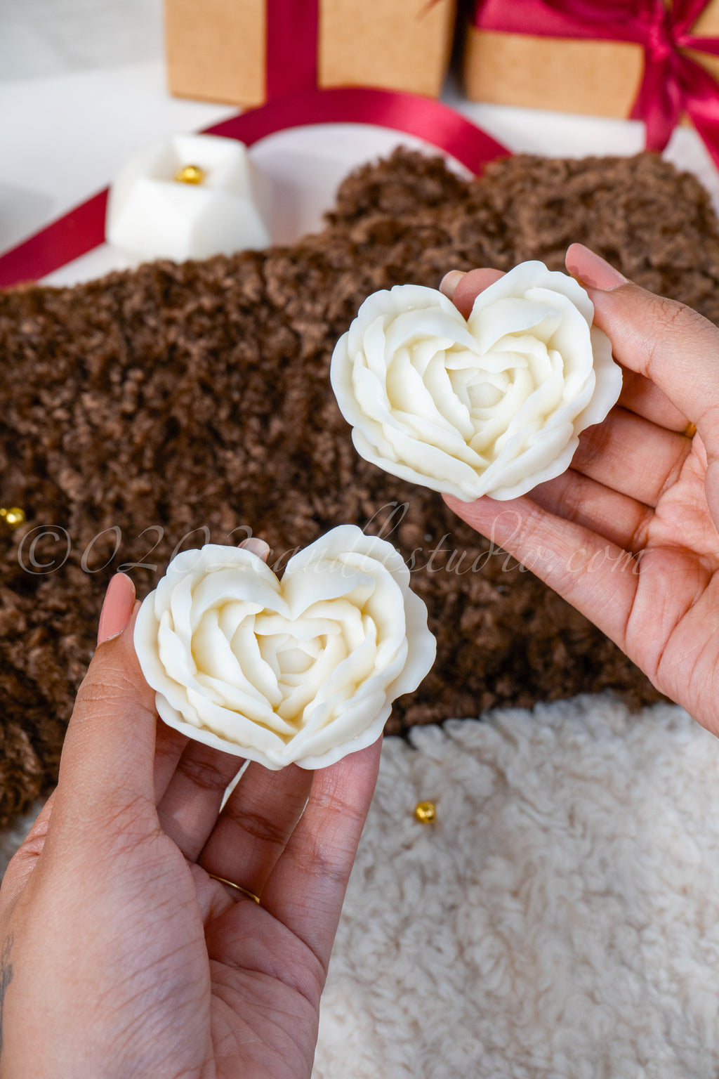Heart Rose Flower Candles